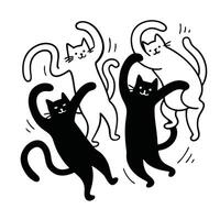 Dancing cat silhouette set design vector