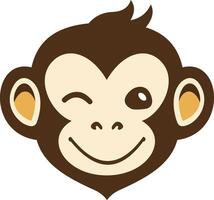 Playful monkey face winking. Cute and friendly primate mascot for branding, fun, and creativity vector