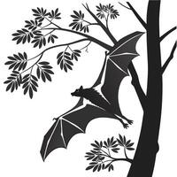Bat Silhouette In Tree Illustration vector