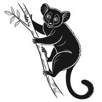Black And White Lemur On Branch vector