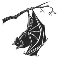 Bat Hanging Upside Down Silhouette vector