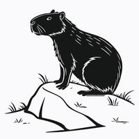 Black And White Capybara Illustration vector
