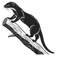 Otter Climbing On A Log vector