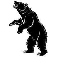 Black Bear Standing Roaring Silhouette vector