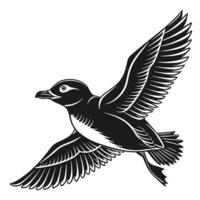 Black And White Flying Duck vector