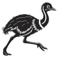 Emu Chick Running Silhouette Illustration vector