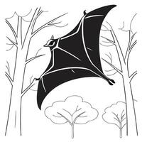 Flying Fox Bat In Forest Graphic vector