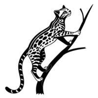 Ocelot Climbing On Tree Branch Graphic vector