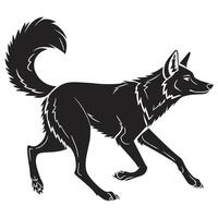 Black Silhouette Of A Running Coyote vector