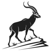 Silhouette Sable Antelope Standing On A Rock vector
