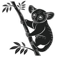 Tarsier Clinging To A Tree Branch vector