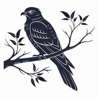 Silhouette Of Hawk On A Branch vector