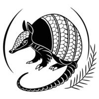 Stylized Armadillo Illustration With Botanical Element vector