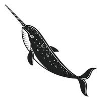 Silhouette Of A Narwhal Aquatic Mammal vector