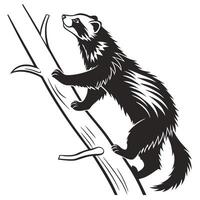 Wolverine Climbing Tree Monochrome Graphic vector