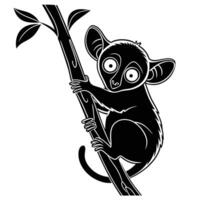 Tarsier Climbing On Tree Branch Illustration vector