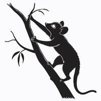 Silhouette Of Mouse Climbing On Tree vector