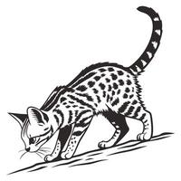 Illustration Of Serval Cat Sniffing vector