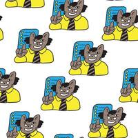 seamless pattern with cat teacher vector