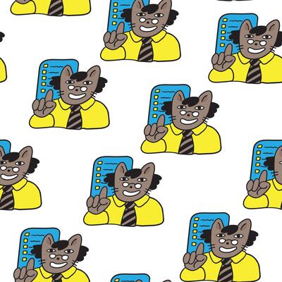 seamless pattern with cat teacher