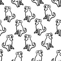 seamless pattern with puppy in doodle style vector