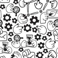 seamless pattern with business icons in doodle style vector