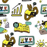 seamless pattern with infographic icons vector