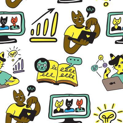 seamless pattern with infographic icons