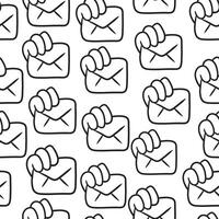 seamless pattern with mail icon in doodle style vector