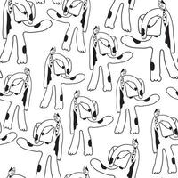seamless pattern with office cat character in doodle style vector