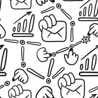 seamless pattern with infographic icons in doodle style vector