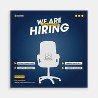 Hiring announcement social media post design template. vector