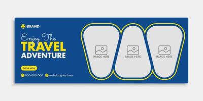 Travel holiday vacation web banner and facebook timeline cover header design template vector