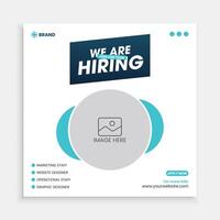 Modern and creative hiring square social media post template Design. vector
