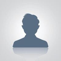 Anonymous male profile, in grey color, with a silver background vector
