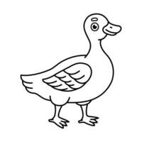 Cute illustration of outline hand drawn duck isolated on white background. Coloring page for kids vector
