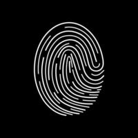White fingerprint isolated on black background vector