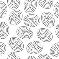 Seamless black fingerprints silhouettes pattern isolated on white background vector