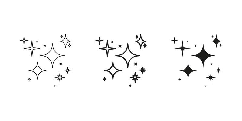 Sparkle And Starburst Line And Solid Icon Set. Glitter And Shine Symbol Collection. Isolated Illustration