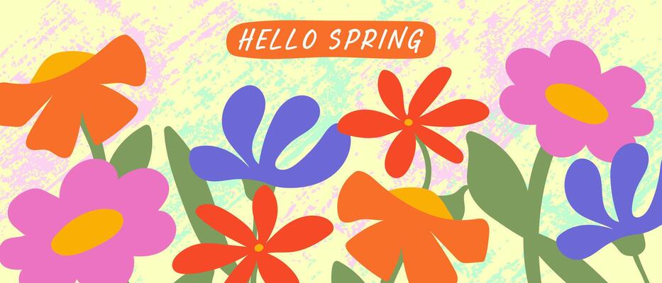 Hello spring. Bright spring or summer banner for design of postcards, posters, banners and covers.