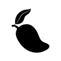 Unique silhouette of a mango on a white background showcasing its distinct shape and leaf vector