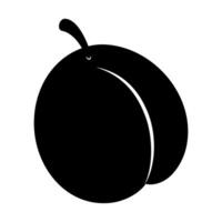Black silhouette of a round fruit with a small stem on a white background vector
