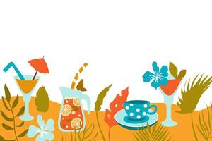 design summer background with tropical refreshing drinks. vector