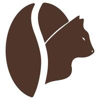 stylized simple coffee bean logo with an animal head, namely a cat silhouette vector