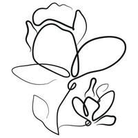 Simple icon of closed magnolia buds in line art style drawn with original outline, for logos, tattoos or other designs vector