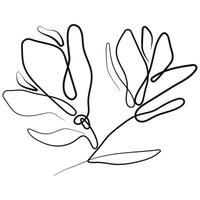Simple icon of two magnolia buds on a branch in line art style drawn with an original outline, for logos, tattoos or other designs vector