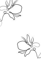 black and white greeting card or invitation template with flowers, namely with a branch with magnolia blossom in line art style vector
