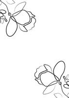 black and white greeting card or invitation template with flowers, namely with open magnolia buds in line art style vector