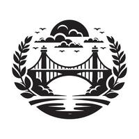 High Resolution Cantilever Bridge Silhouette vector