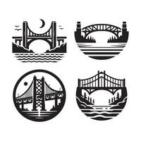 Detailed Cantilever Bridge Silhouette for Projects vector
